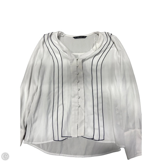 Top Long Sleeve By Zara Basic In White & Yellow, Size: Xs