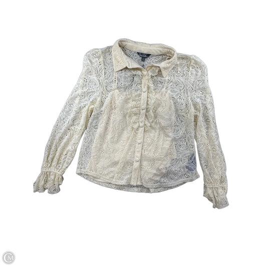 Top Long Sleeve By Nicole Miller In Beige, Size: L