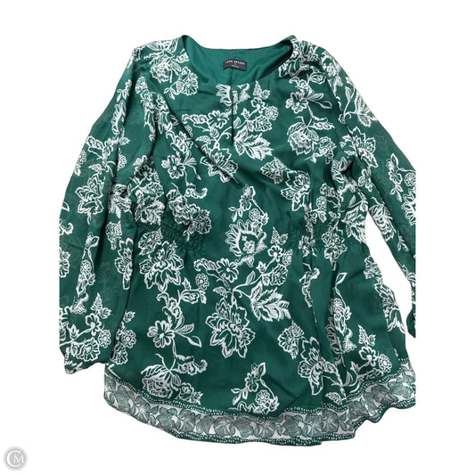 Top Long Sleeve By Lane Bryant In Green & White, Size: L