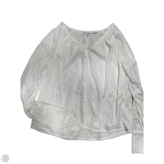 Top Long Sleeve By Calvin Klein In White, Size: Xs