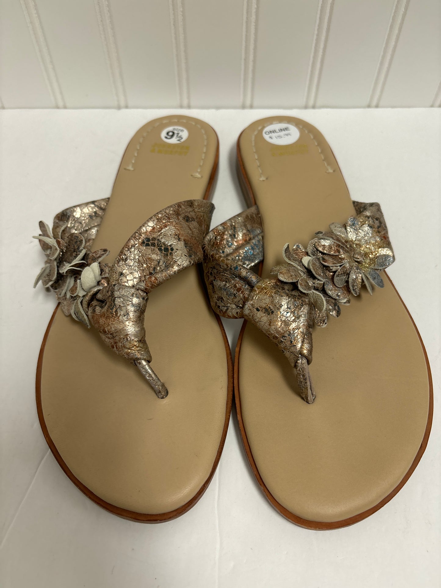 Beige Sandals Flip Flops Johnston & Murphy, Size 9.5