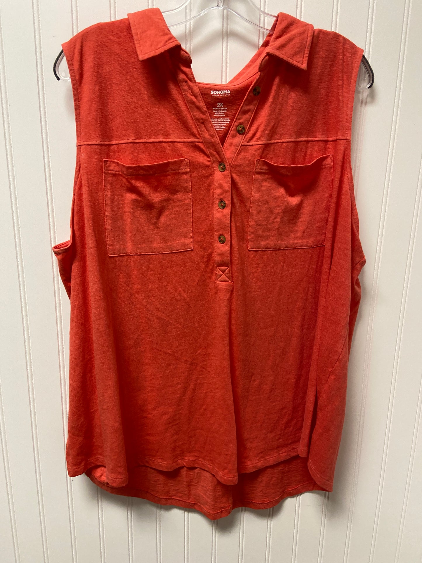 Orange Top Sleeveless Basic Sonoma, Size 2x