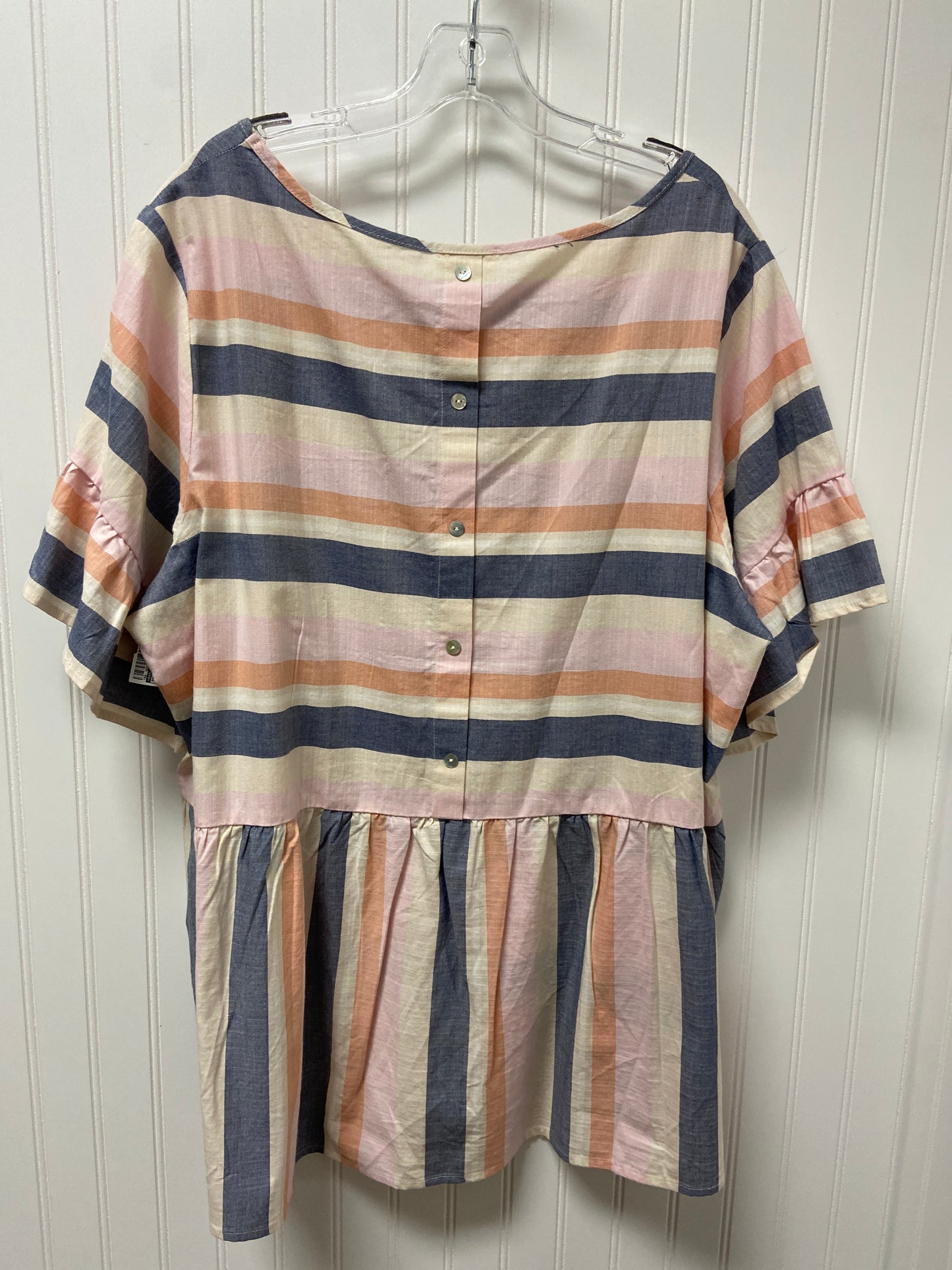 Striped Pattern Top Short Sleeve Ava James, Size 2x