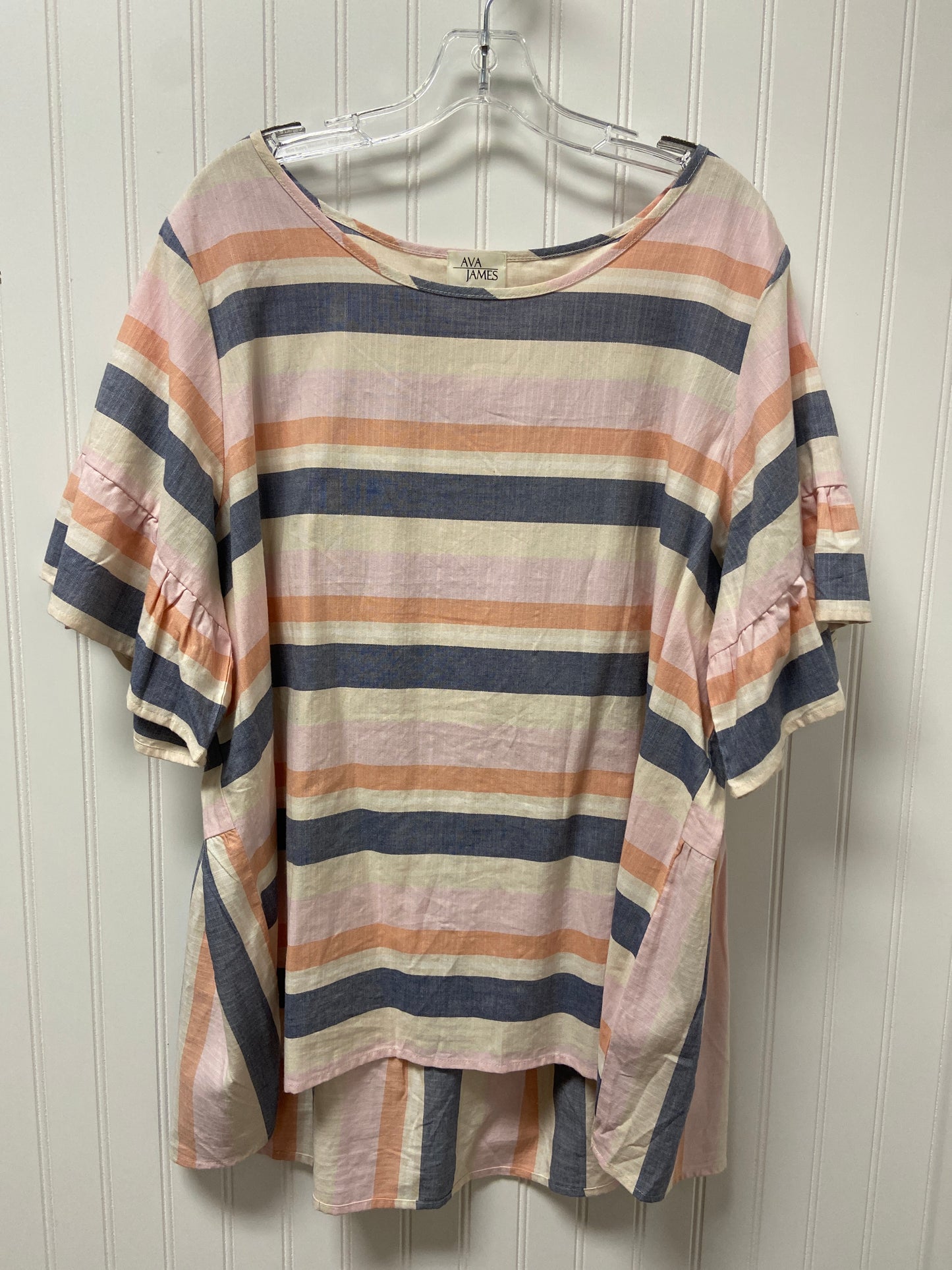 Striped Pattern Top Short Sleeve Ava James, Size 2x