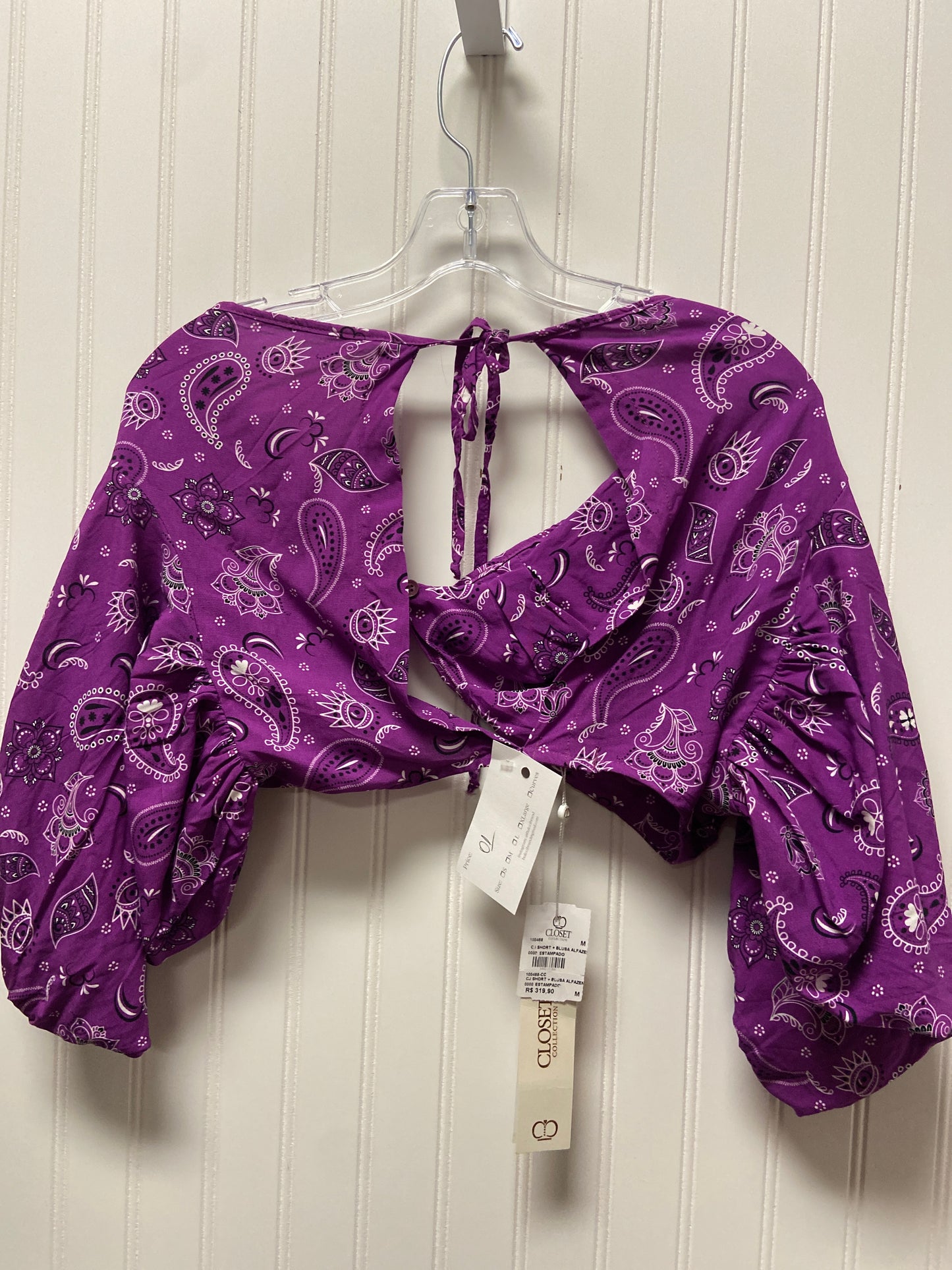 Purple Top 3/4 Sleeve Cmc, Size M