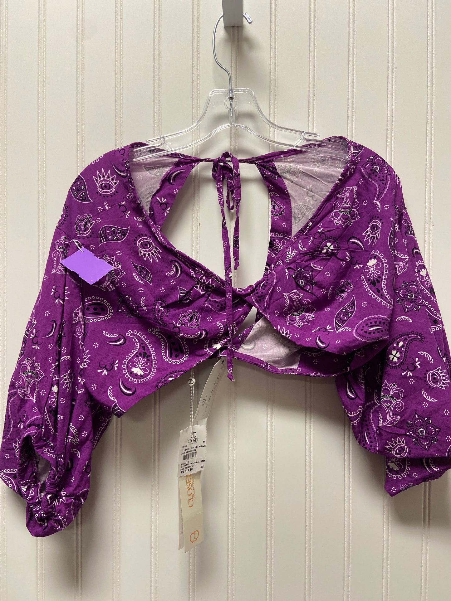 Purple Top 3/4 Sleeve Cmc, Size M