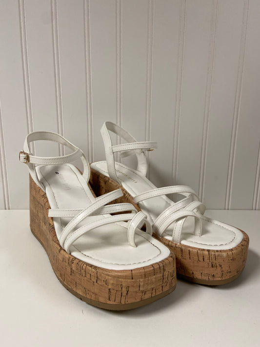 White Sandals Heels Wedge Madden Girl, Size 9