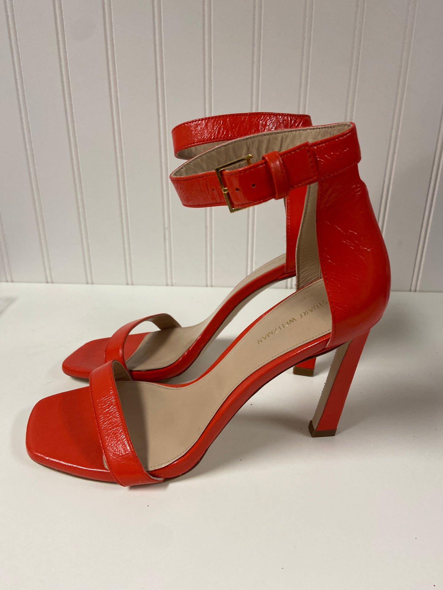 Orange Sandals Heels Stiletto Stuart Weitzman, Size 9