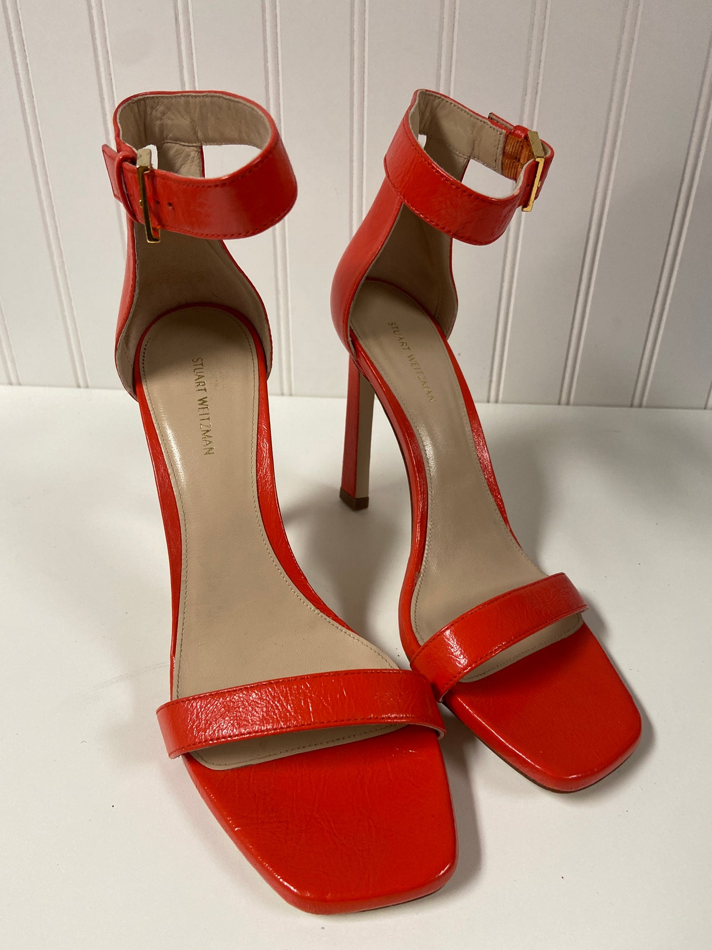 Orange Sandals Heels Stiletto Stuart Weitzman, Size 9