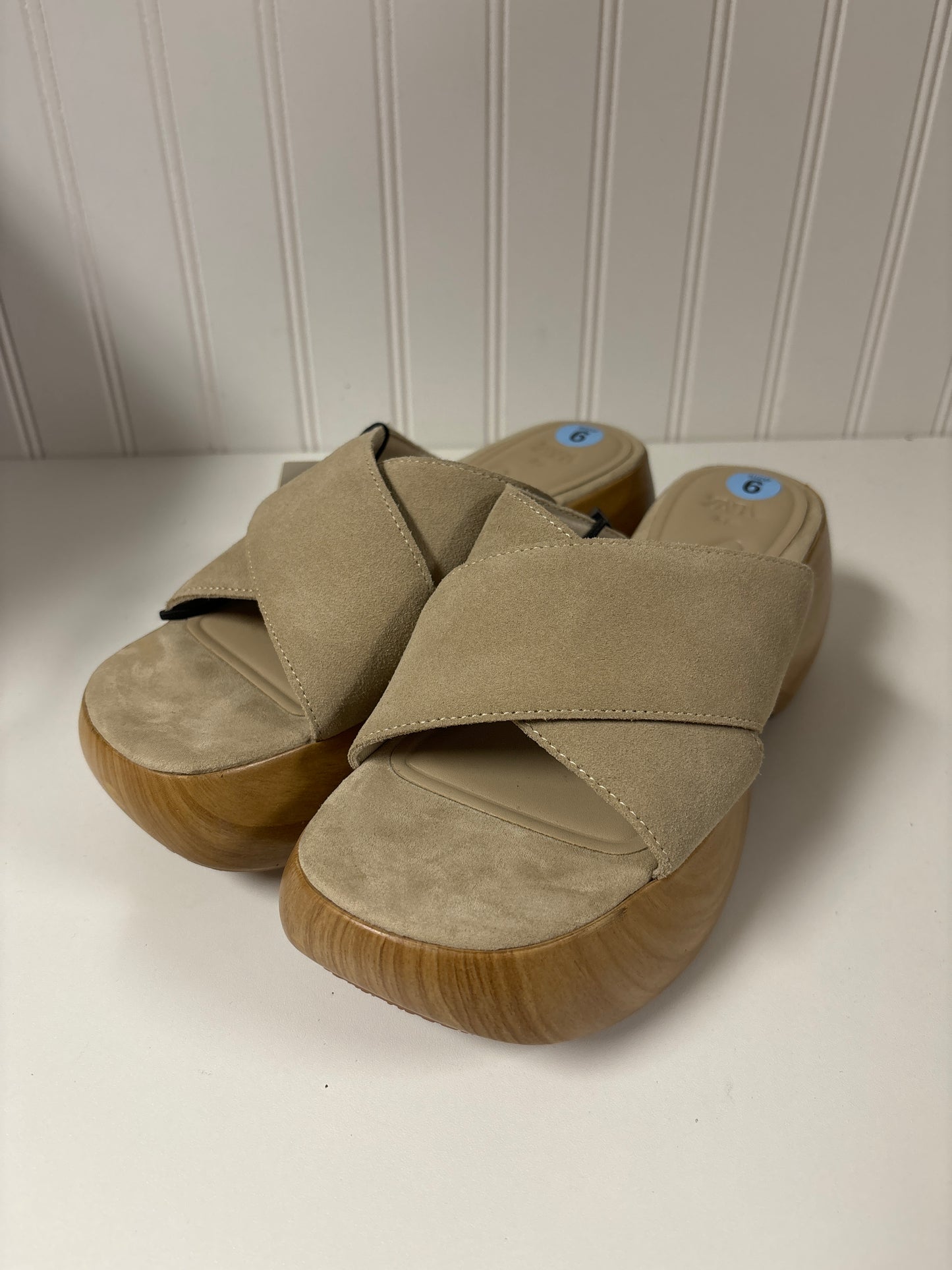 Taupe Sandals Heels Block Zara, Size 6