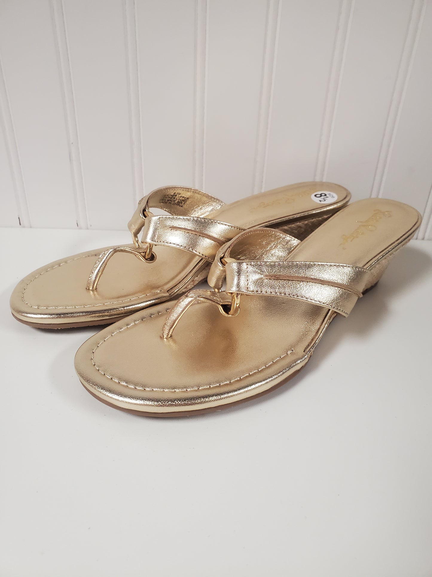 Sandals Designer By Lilly Pulitzer In Gold, Size: 8.5