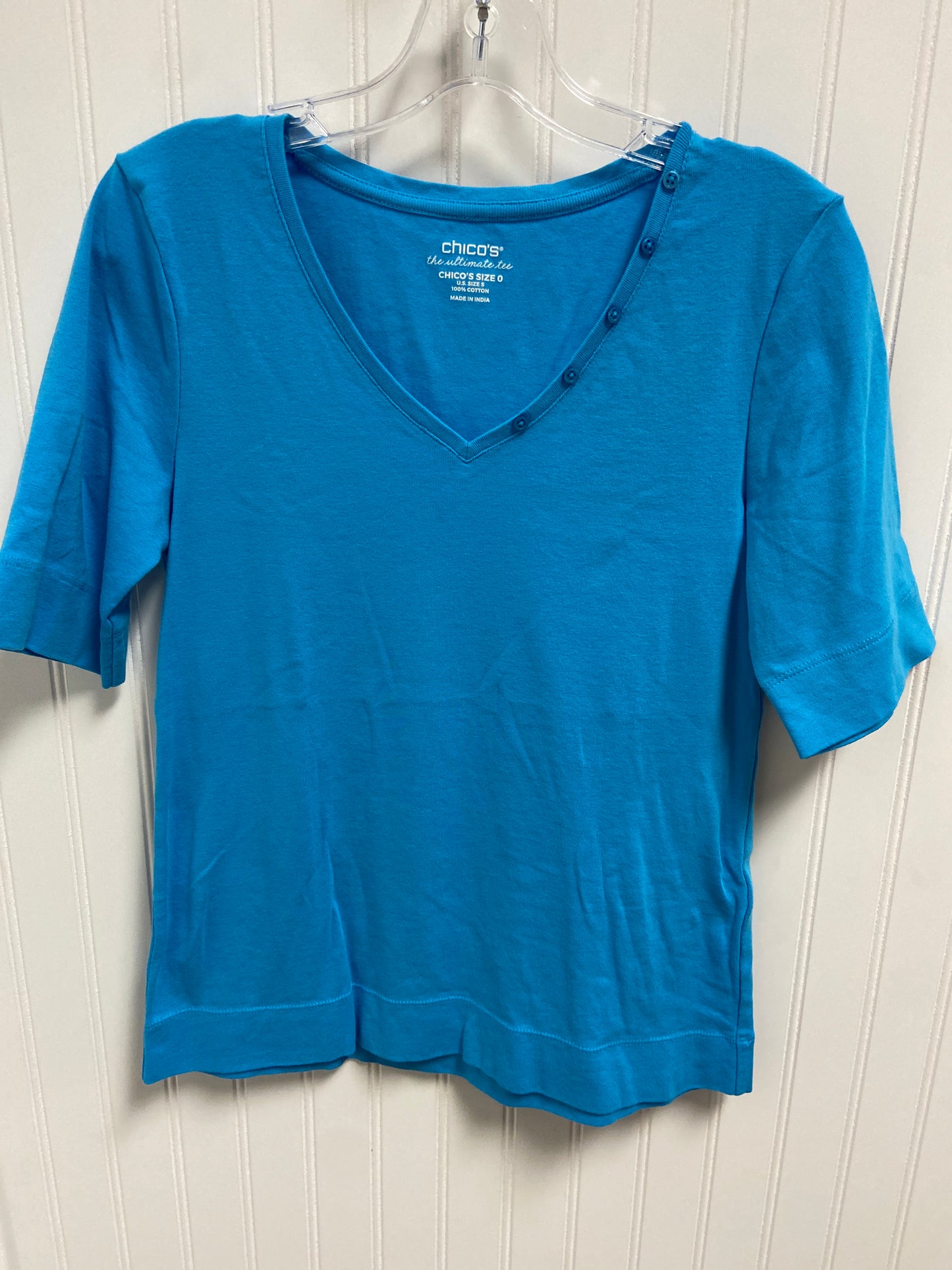 Top Short Sleeve Basic By Chicos In Blue, Size: S