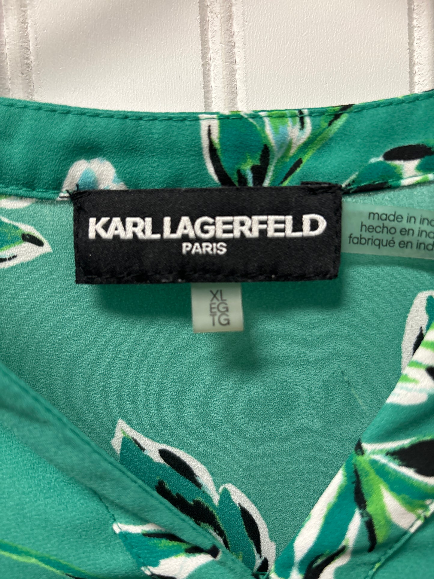 Top Long Sleeve Designer By Karl Lagerfeld In Green, Size: Xl