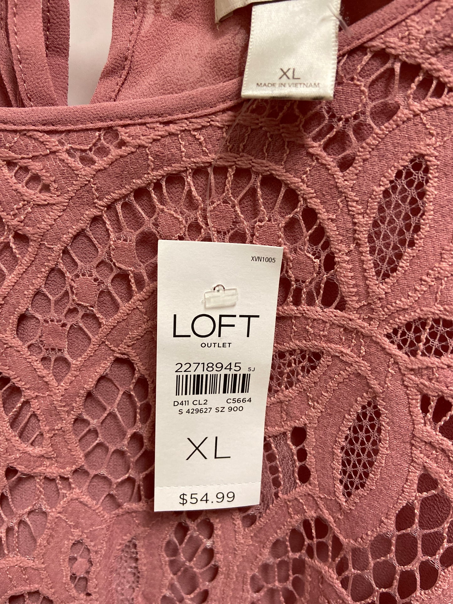 Top Sleeveless By Loft In Pink, Size: Xl