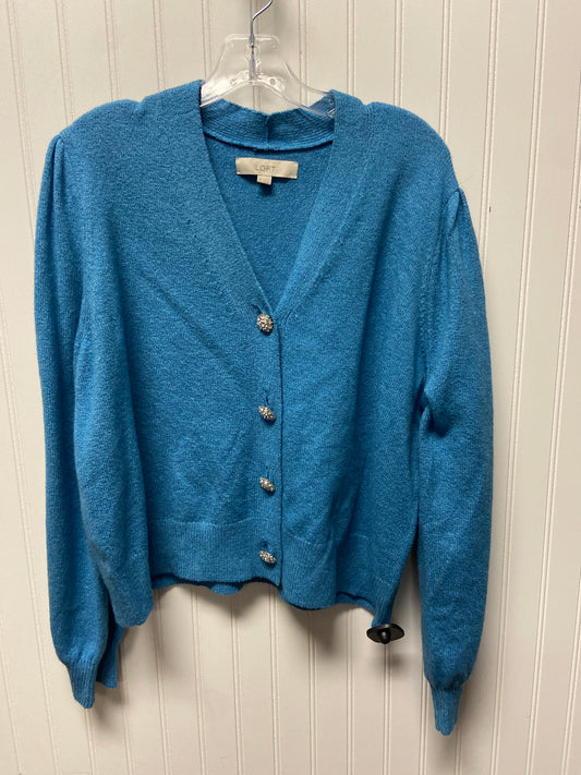 Sweater Cardigan By Loft In Blue, Size: Xl