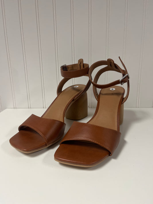 Sandals Heels Block By Universal Thread In Brown, Size: 9