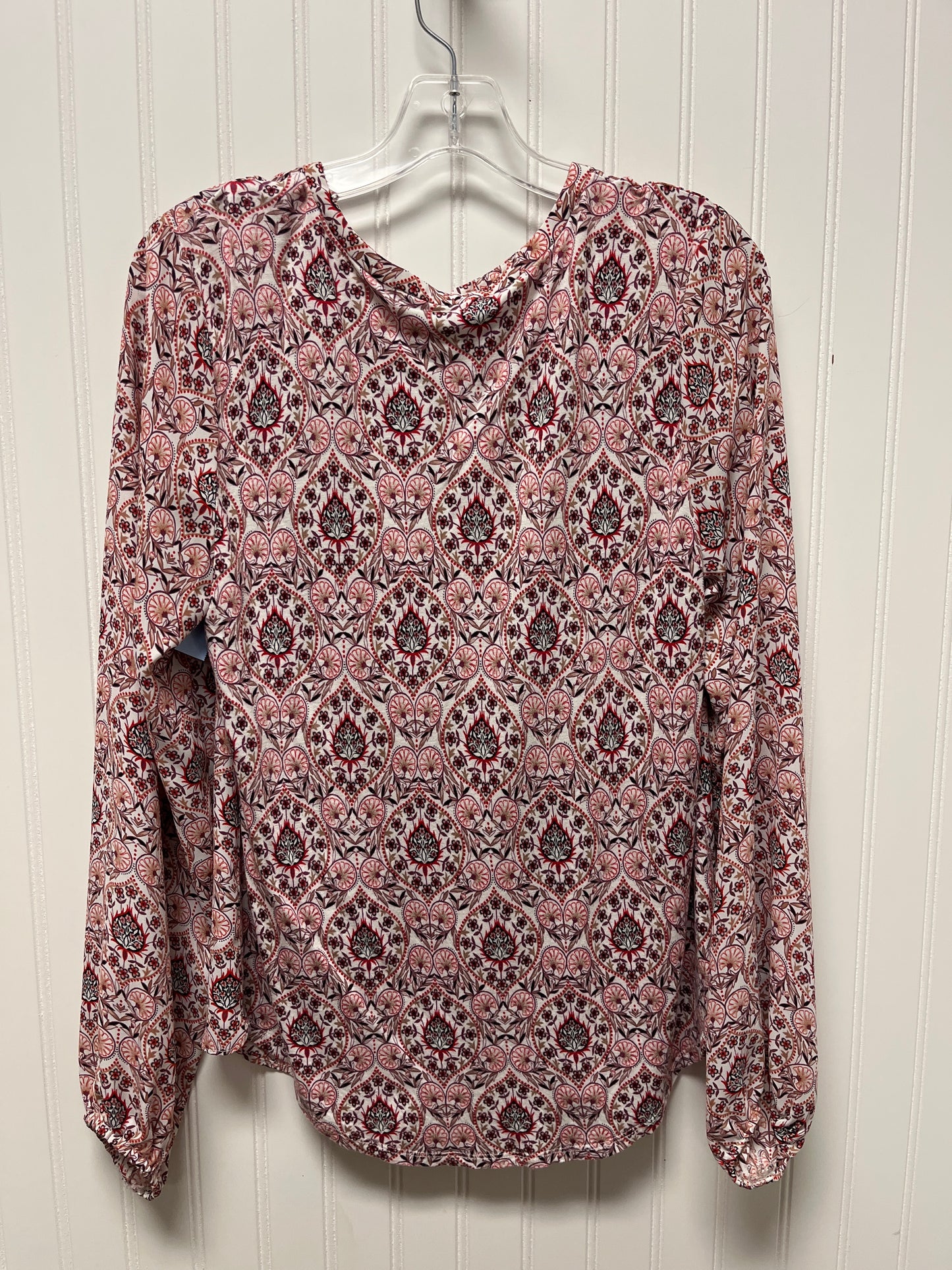 Top Long Sleeve By Loft In Red & White, Size: M