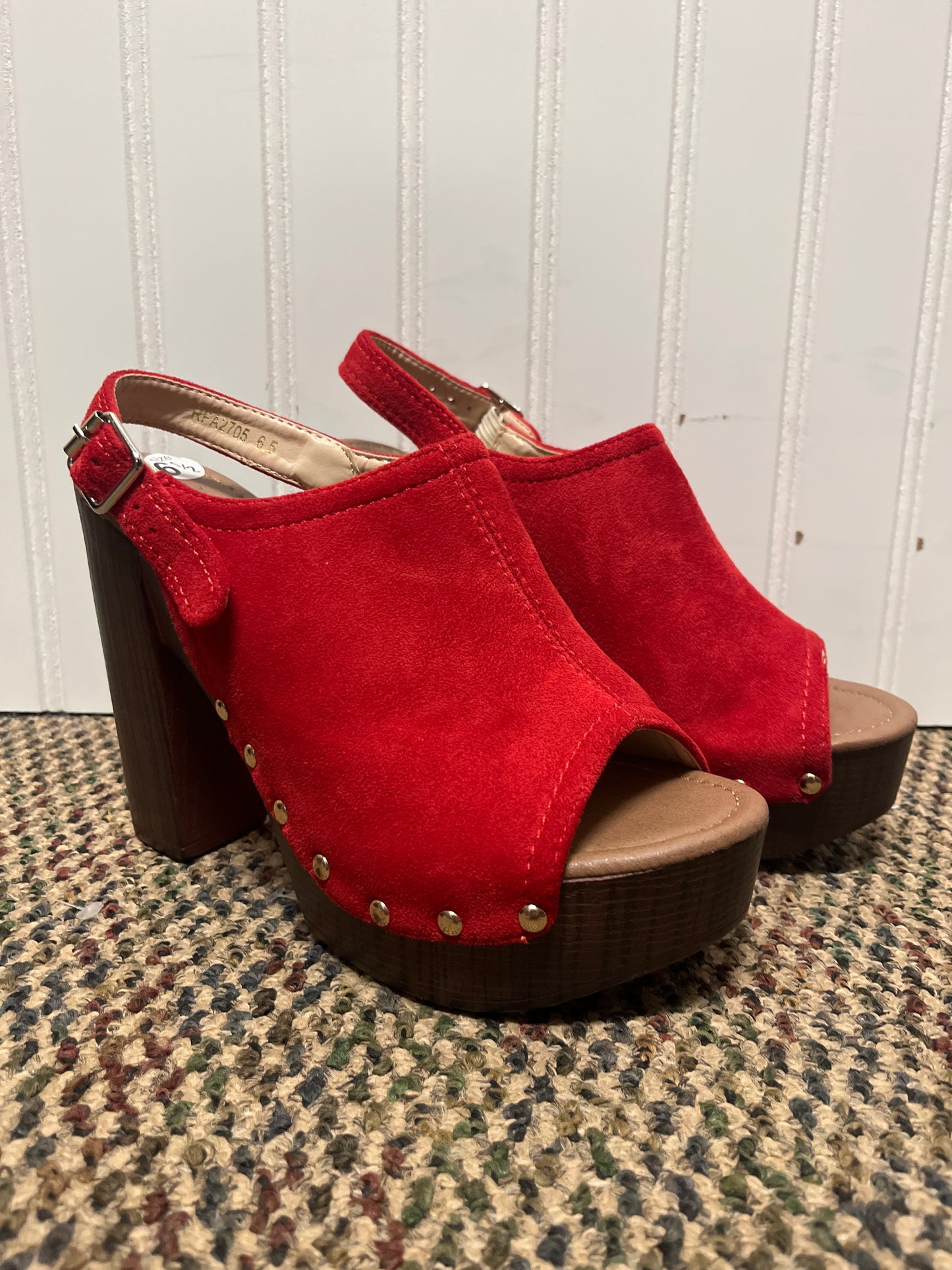 Sandals Heels Block By Allegra K In Red, Size: 6.5