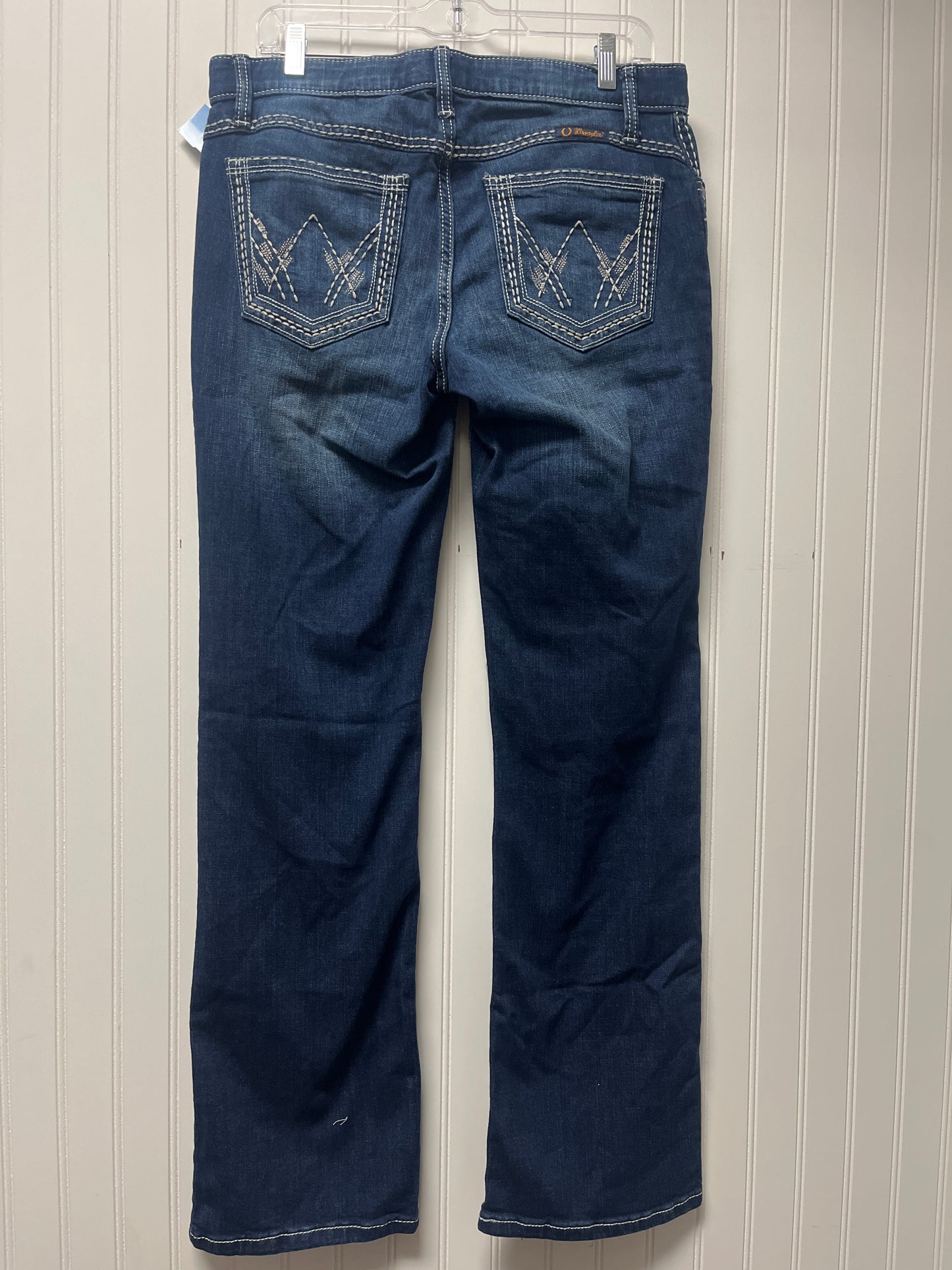 Jeans Straight By Wrangler In Blue Denim, Size: 14