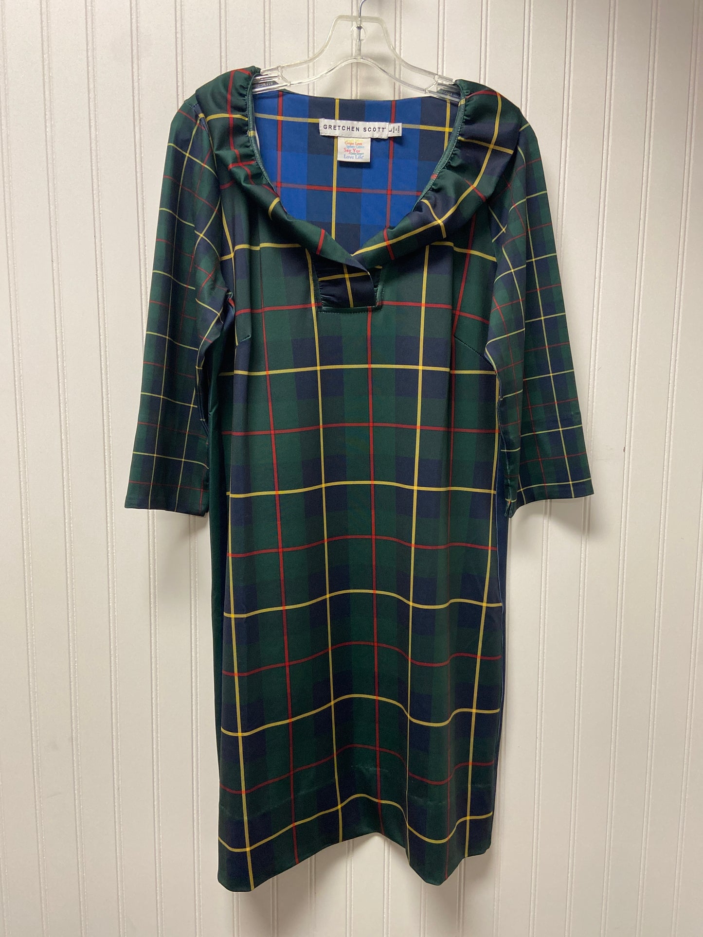 Dress Casual Midi By Gretchen Scott In Plaid Pattern, Size: L