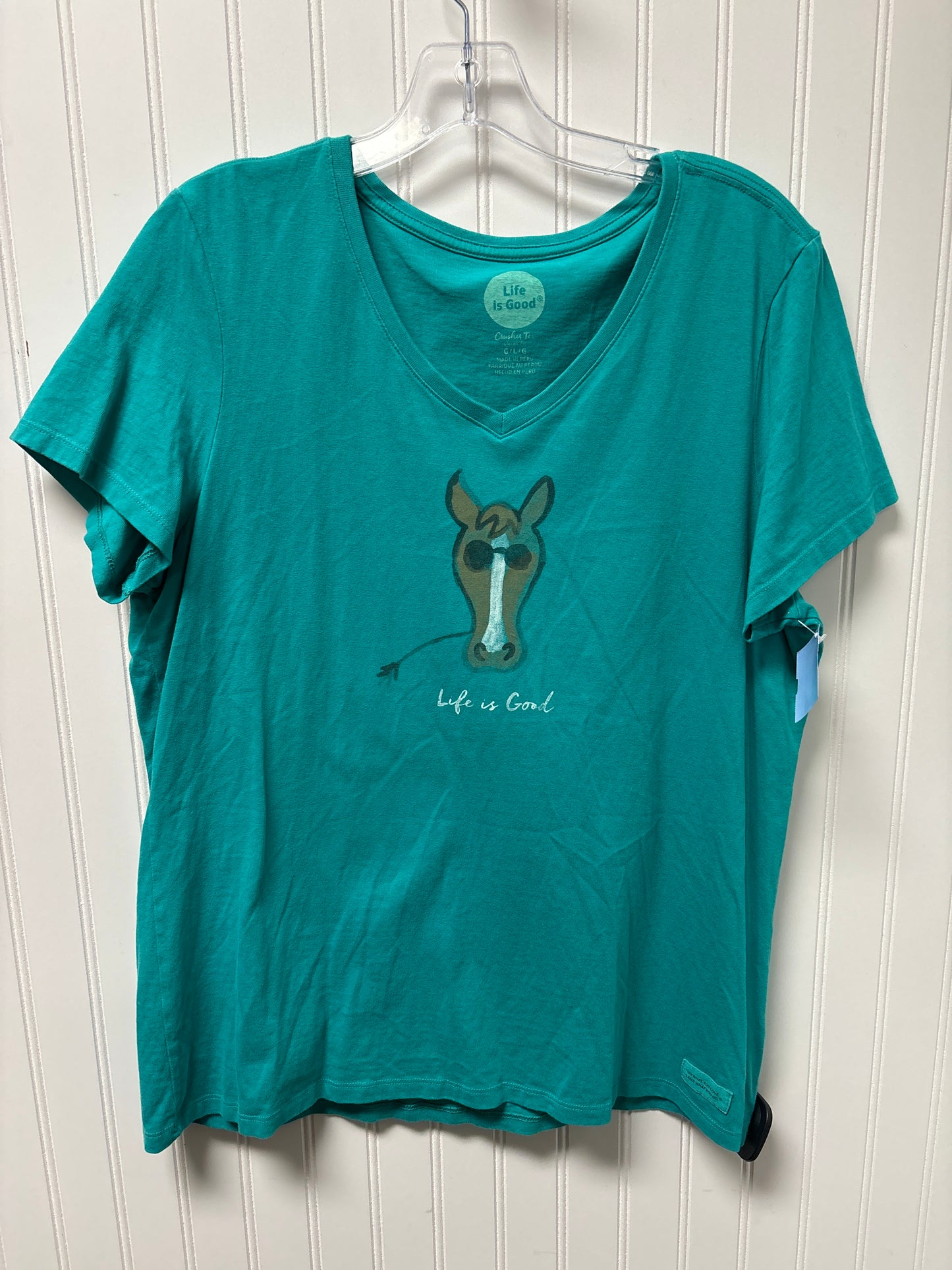 Top Short Sleeve Basic By Life Is Good In Teal, Size: L