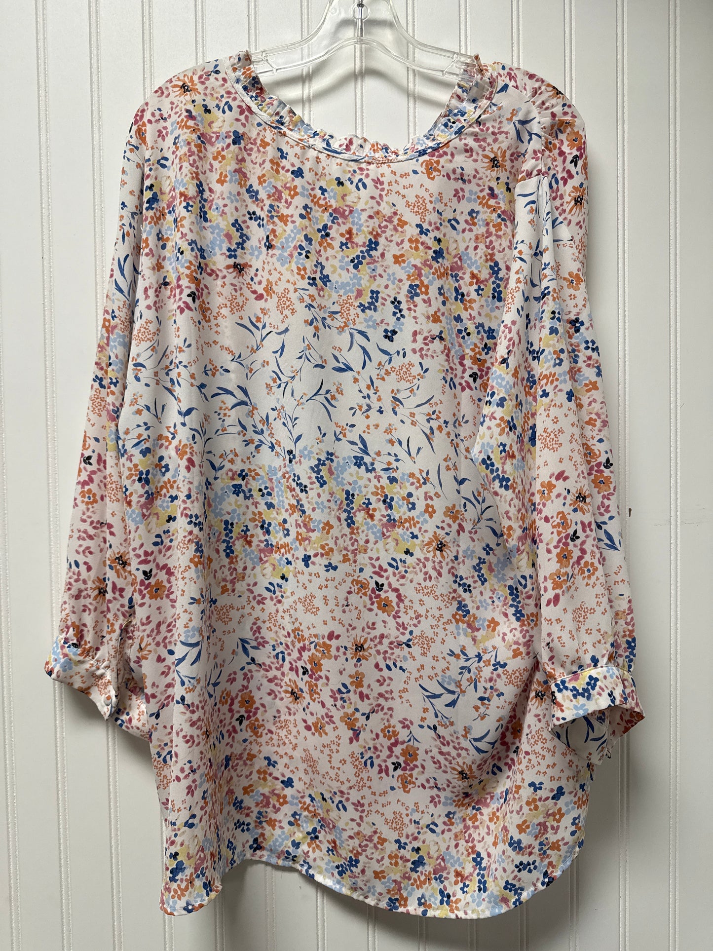 Top Long Sleeve Basic By Violet And Claire In Floral Print, Size: 2x