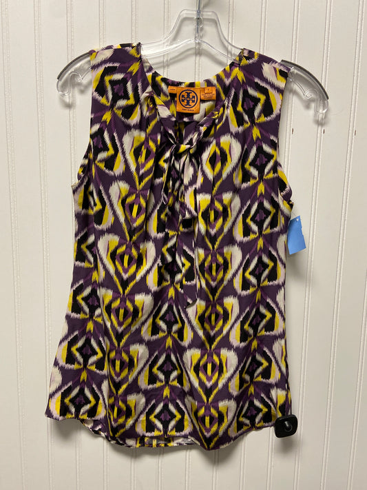 Top Sleeveless Designer By Tory Burch In Purple & Yellow, Size: S