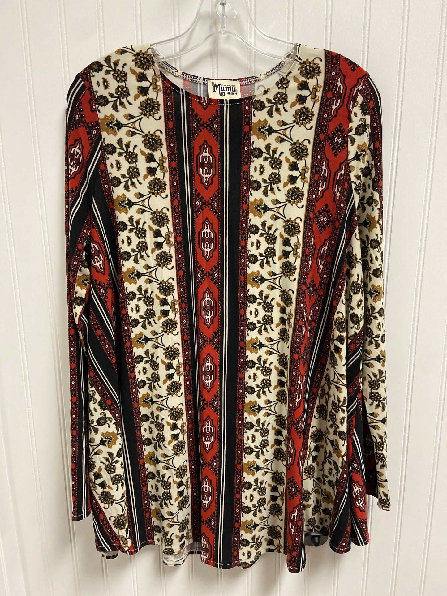 Tunic Long Sleeve By Mumu In Black & Cream, Size: M