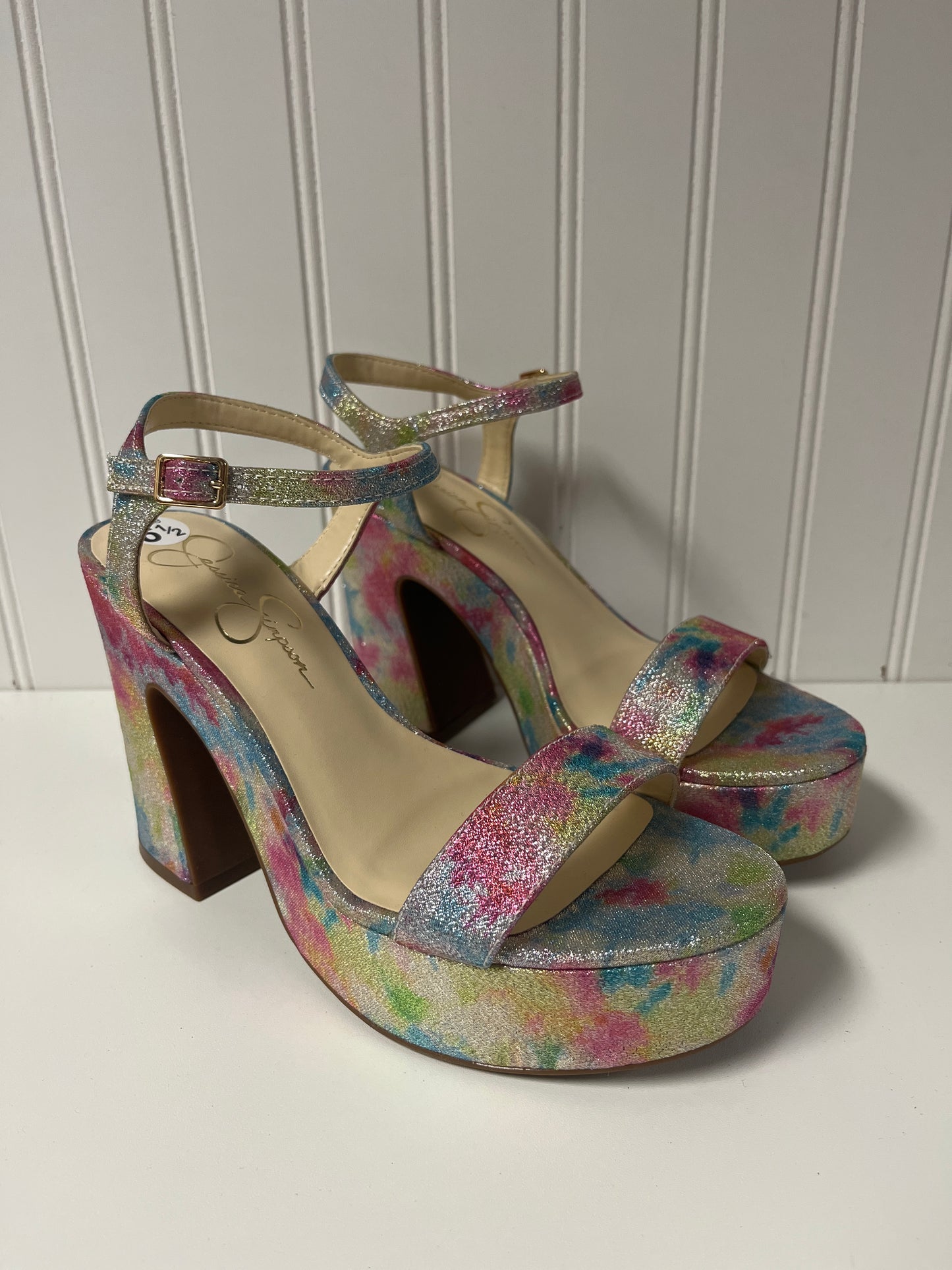 Sandals Heels Platform By Jessica Simpson In Multi-colored, Size: 6.5