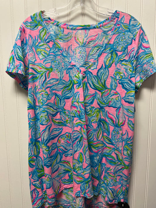 Top Short Sleeve Designer By Lilly Pulitzer In Pink, Size: L