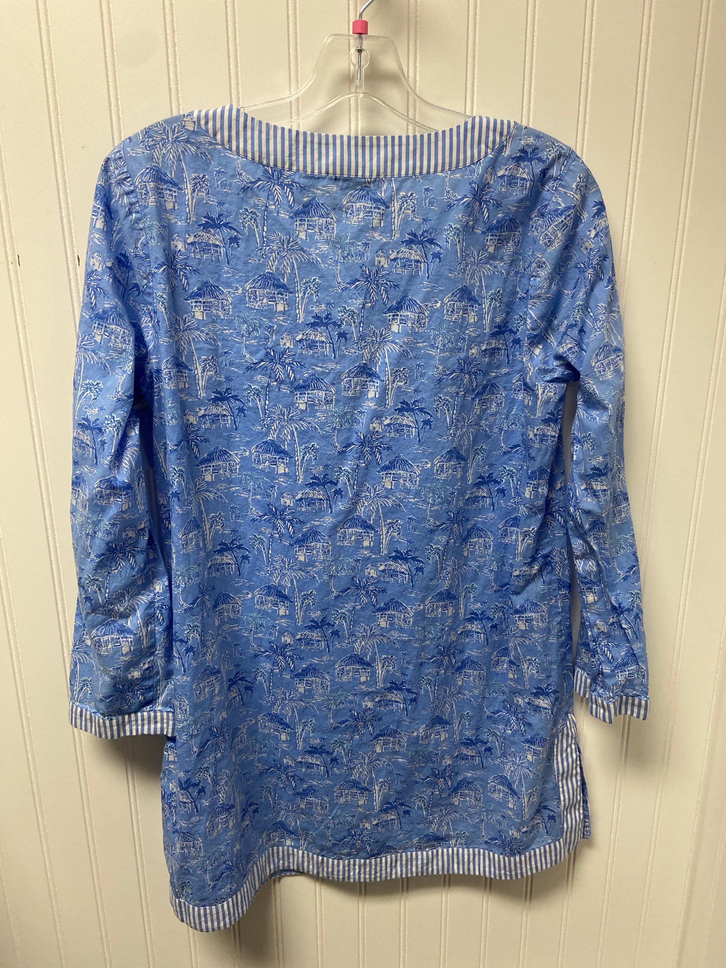 Tunic Long Sleeve By Vineyard Vines In Blue & White, Size: S