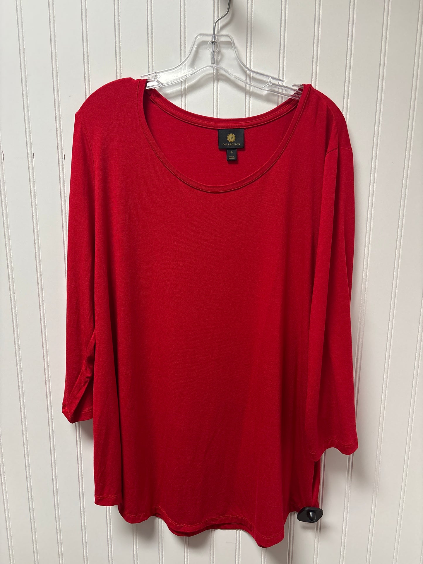 Top Long Sleeve Basic By Jm Collections In Red, Size: Xl