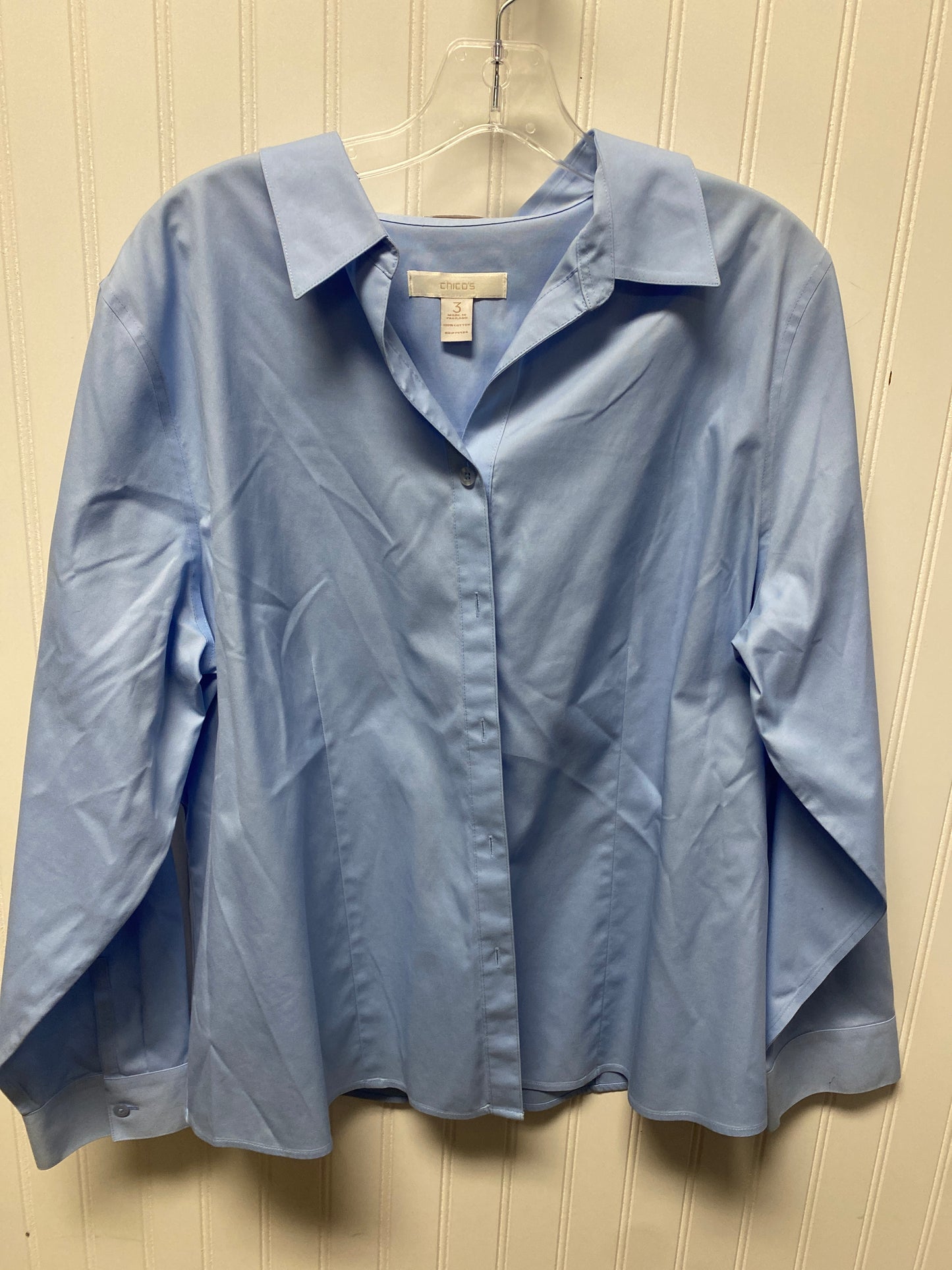 Top Long Sleeve By Chicos In Blue, Size: Xl