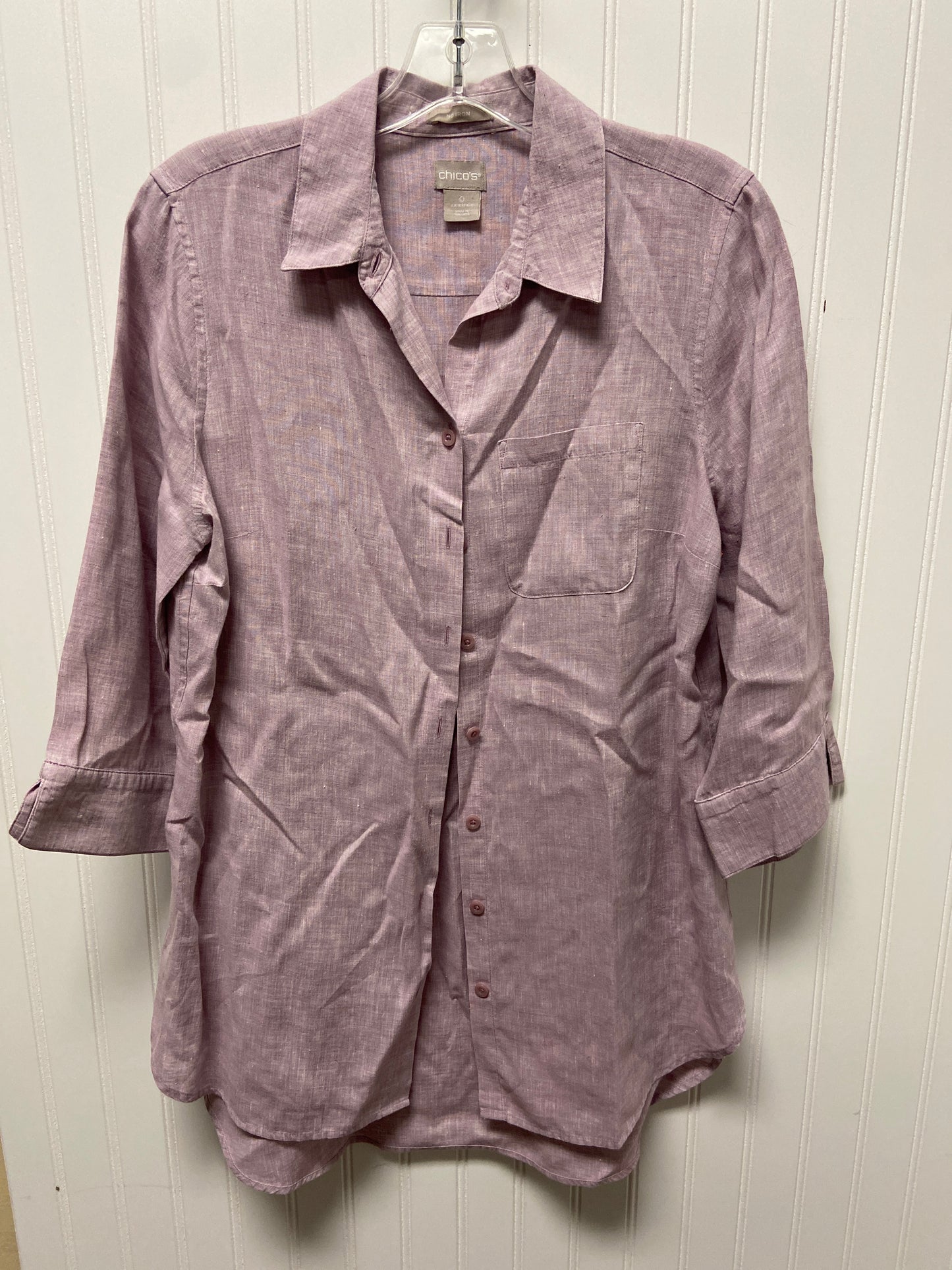 Top Long Sleeve Basic By Chicos In Purple, Size: S