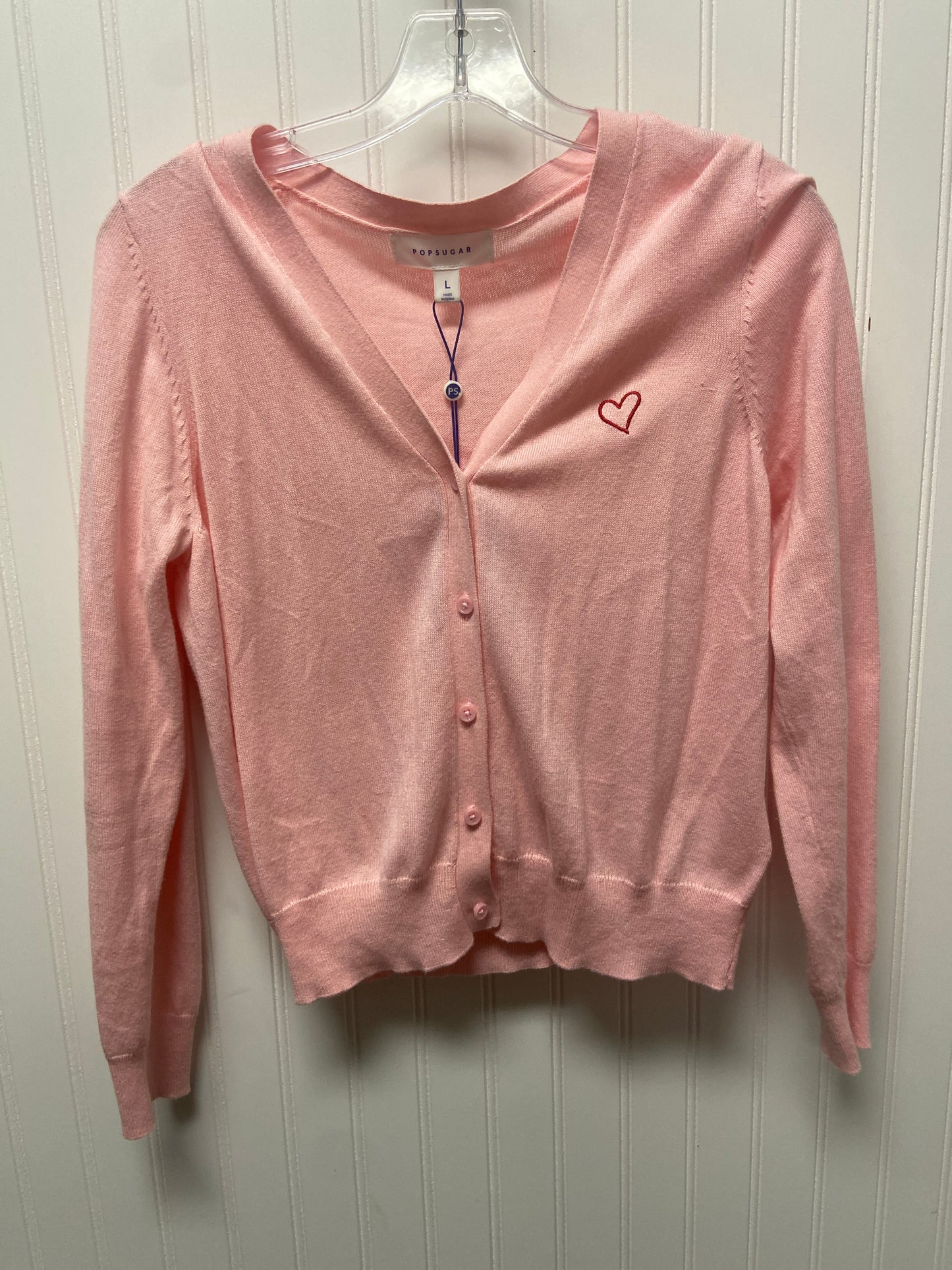 Sweater Cardigan By Clothes Mentor In Pink, Size: L