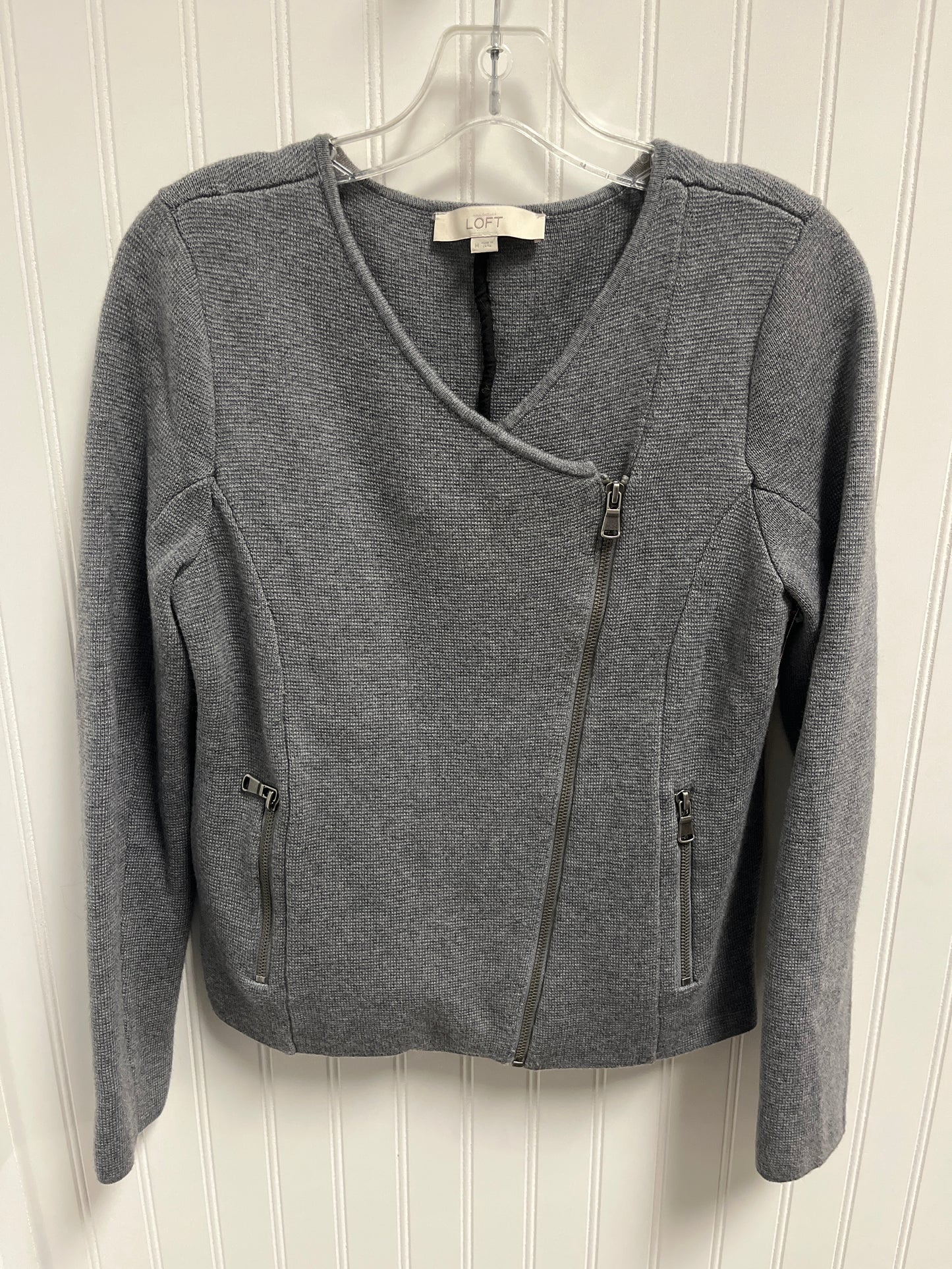 Jacket Moto By Loft In Grey, Size: M