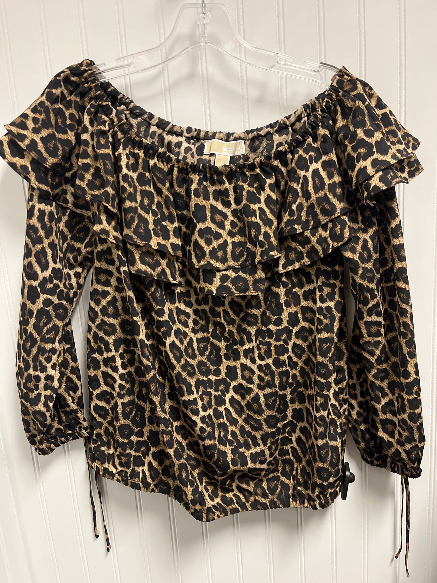 Top Long Sleeve By Michael By Michael Kors In Animal Print, Size: L