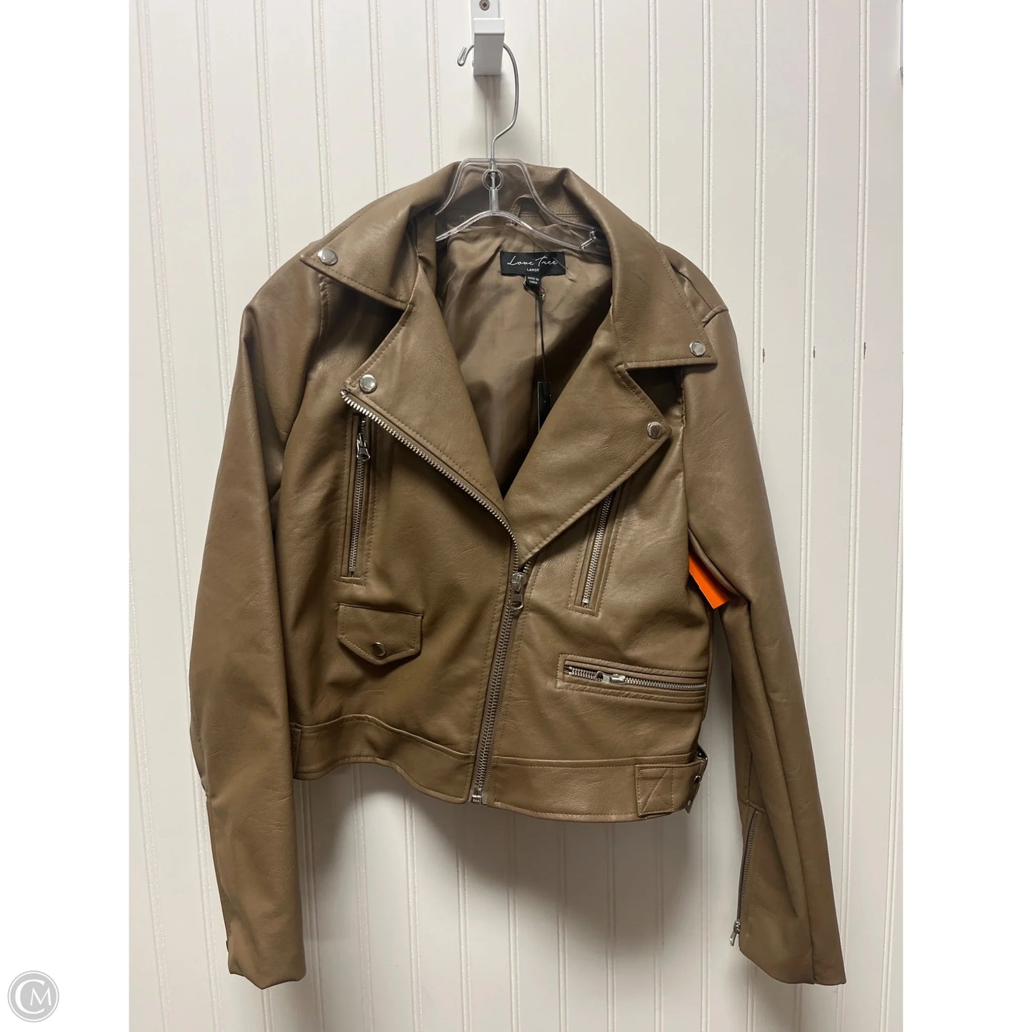 Jacket Moto By Love Tree In Tan, Size: L
