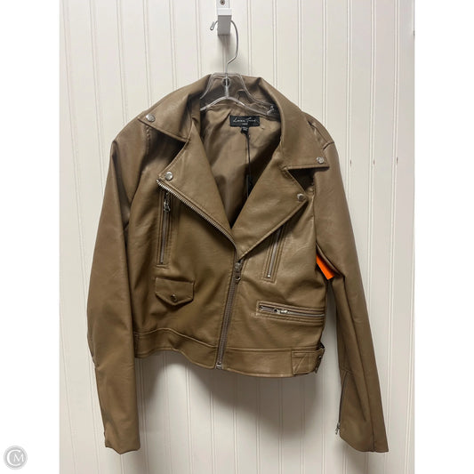 Jacket Moto By Love Tree In Tan, Size: L
