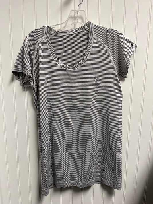 Athletic Top Short Sleeve By Lululemon In Striped Pattern, Size: M