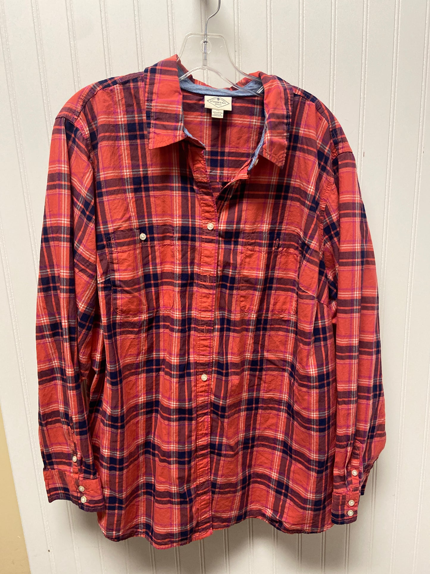 Top Long Sleeve Basic By St Johns Bay In Red, Size: 2x