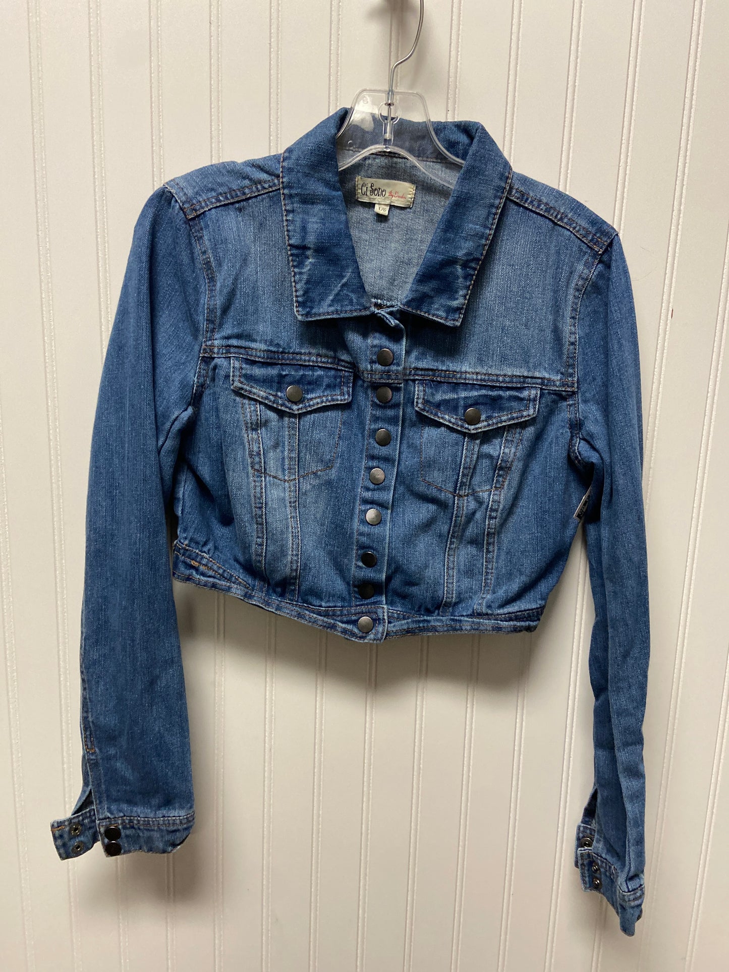 Jacket Denim By Ci Sono In Blue Denim, Size: Lp