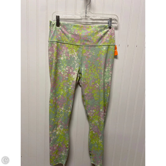 Athletic Leggings By Fabletics In Green & Pink, Size: M