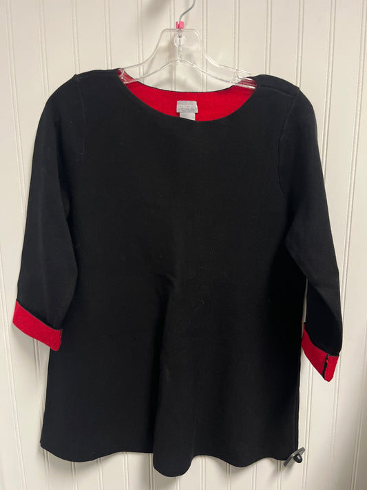 Sweater By Chicos In Black & Red, Size: M