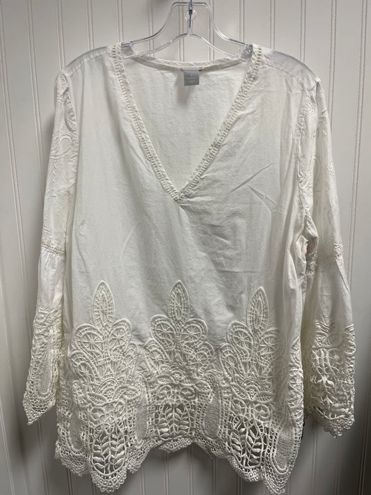 Top Long Sleeve By Chicos In White, Size: M