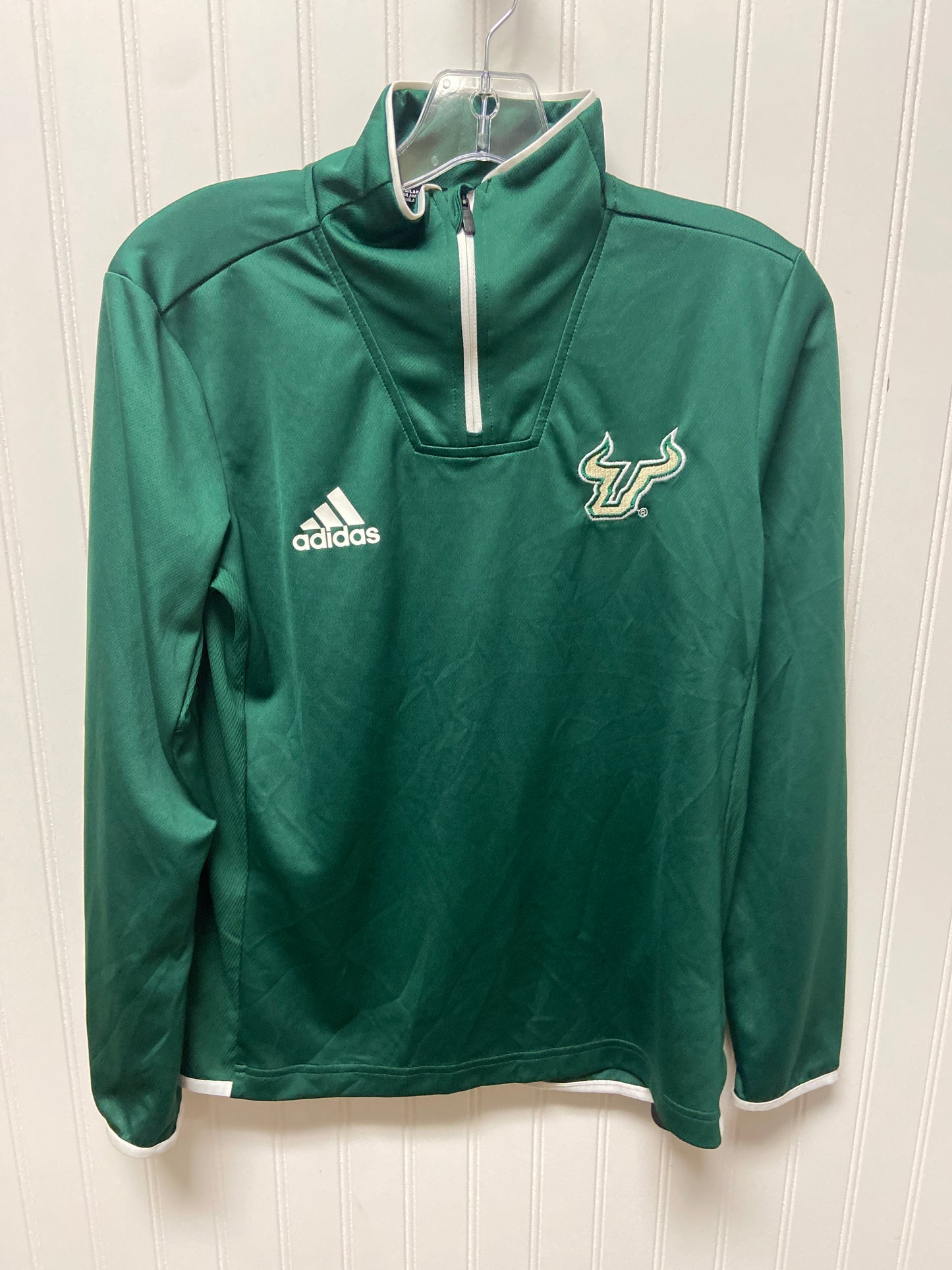 Athletic Top Long Sleeve Collar By Adidas In Green, Size: S