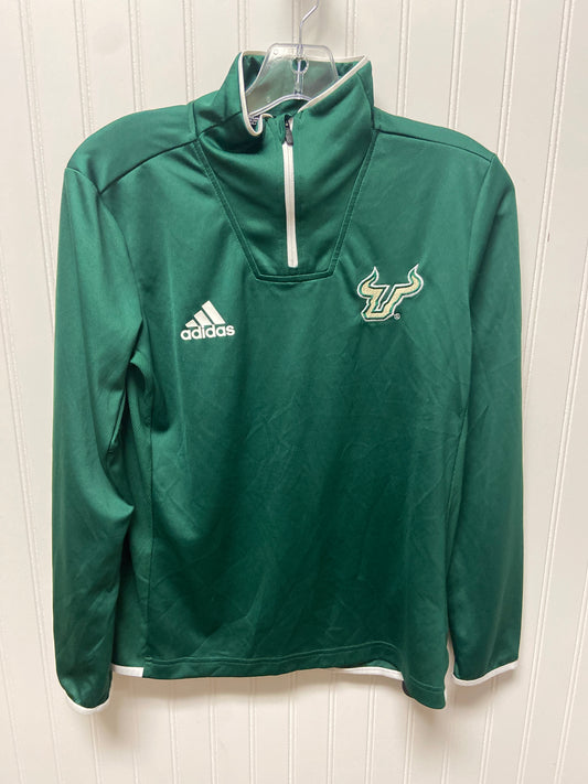 Athletic Top Long Sleeve Collar By Adidas In Green, Size: S