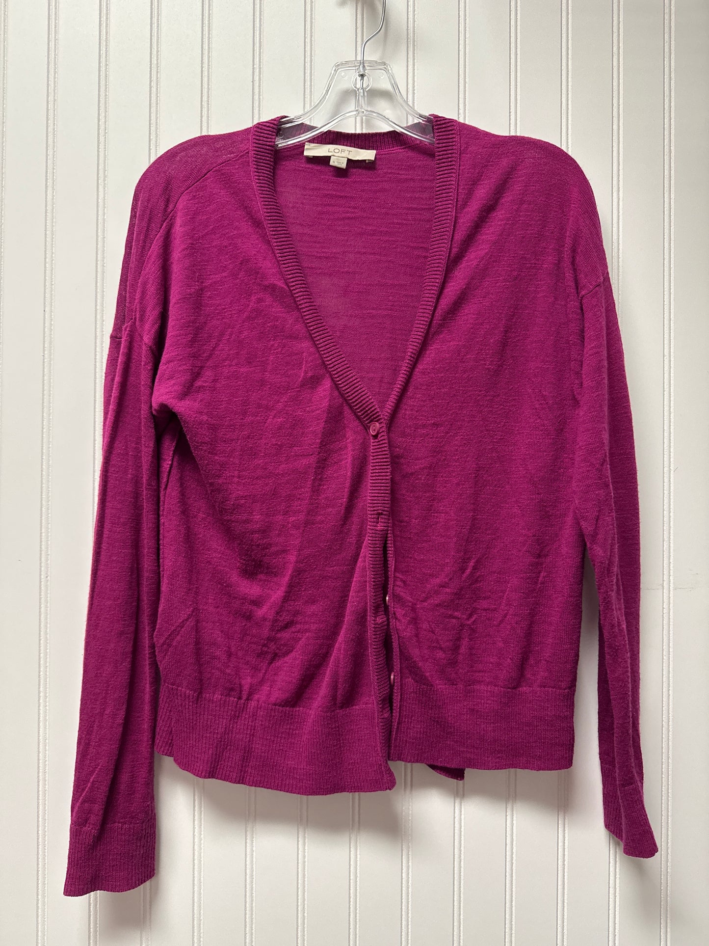 Sweater Cardigan By Loft In Purple, Size: M