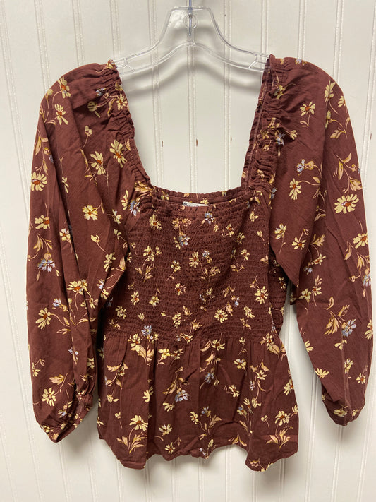 Top Long Sleeve By Madewell In Brown, Size: S