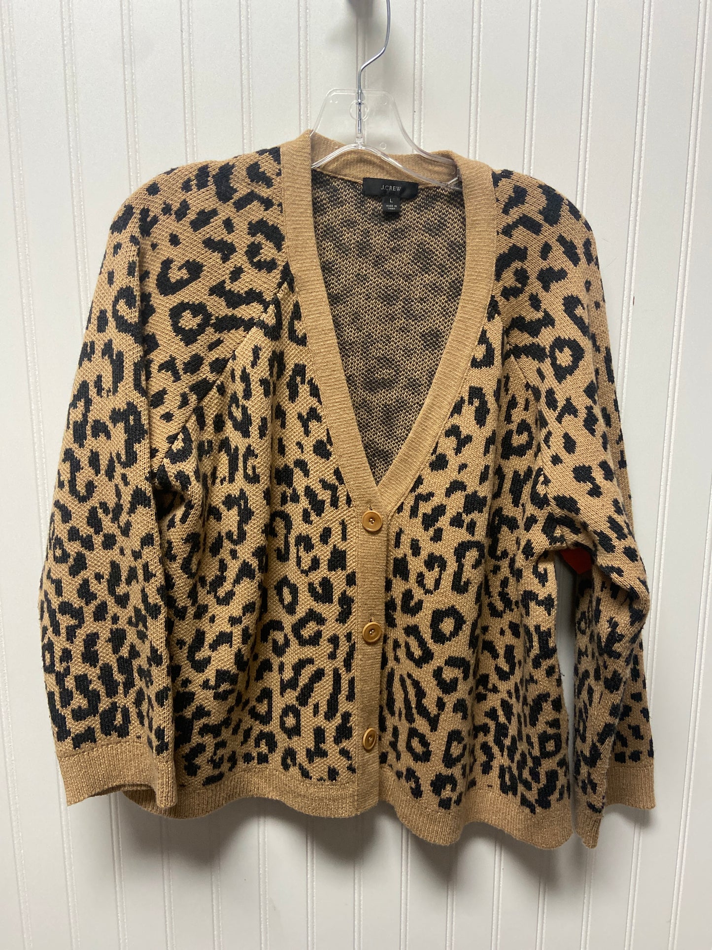 Sweater Cardigan By J. Crew In Animal Print, Size: L